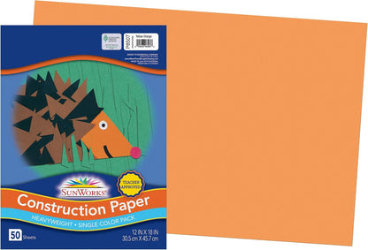 (Formerly SunWorks) Construction Paper, Yellow, 12" x 18", 50 Sheets