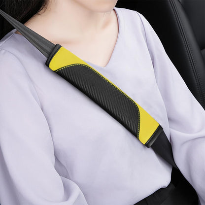 2PCS Carbon Fiber Car Seat Belt Cover, Breathable Leather, Yellow | Seatbelt Shoulder Strap Covers, Breathable Leather Soft Harness Pad, Protect Your Neck and Shoulder, Universal Fit