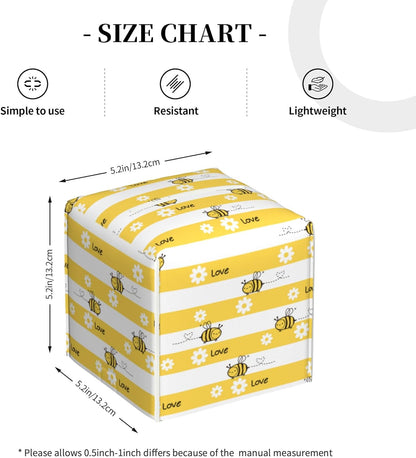 Cute Bees and Daisy Flowers Tissue Box Cover Square,Yellow Bee Daisies Love Tissue Box Holder Waterproof Leather Facial Paper Organizer Dispenser for Bathroom Home Car Nightstand Vanity Desk