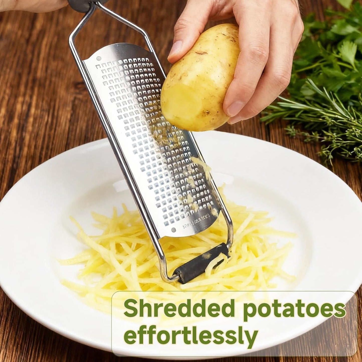 Cheese Grater Handheld & Lemon Zester with Handle, Stainless Steel Citrus Zester for Parmesan Garlic Ginger (Yellow)