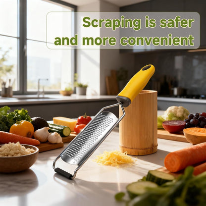 Cheese Grater Handheld & Lemon Zester with Handle, Stainless Steel Citrus Zester for Parmesan Garlic Ginger (Yellow)