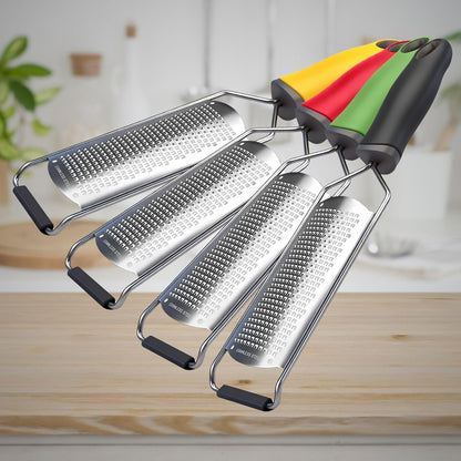 Cheese Grater Handheld & Lemon Zester with Handle, Stainless Steel Citrus Zester for Parmesan Garlic Ginger (Yellow)