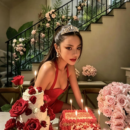 Birthday Baddie Glasses Sash Tiara Yellow Crown for Women Girls | 3 Pcs Birthday Queen Elegant Princess Headband Hair Accessories Happy Birth Party Decorations 21st-90th Mom Birth Gifts
