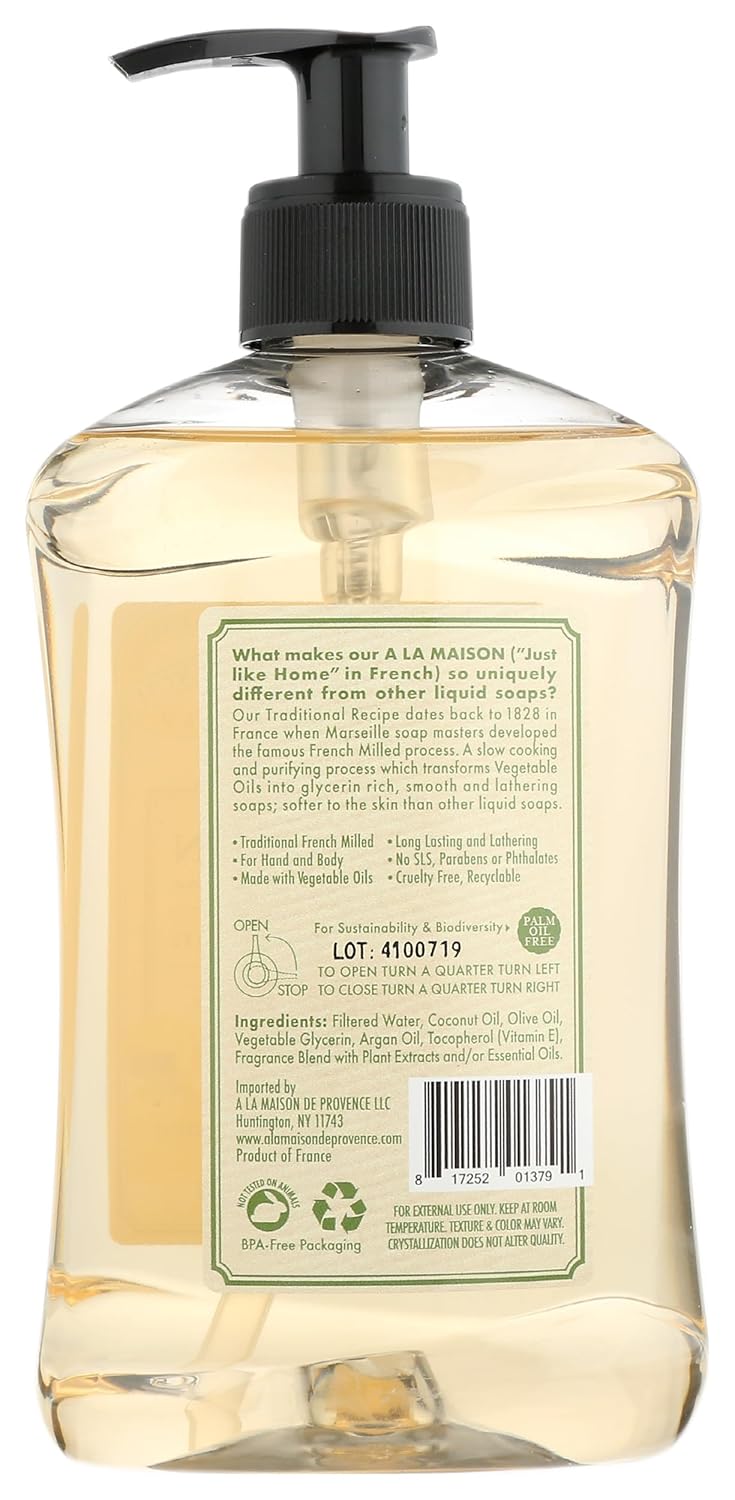 Provence Lemon Liquid Hand Soap 16.9 Fl Oz - Natural Hand Wash Made with Essential Oils - Biodegradable, Plant-Based, Vegan, Cruelty-Free, Alcohol & Paraben Free