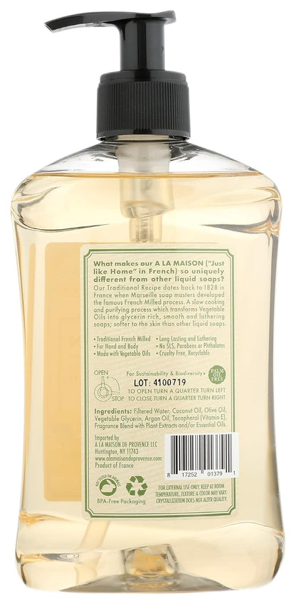 Provence Lemon Liquid Hand Soap 16.9 Fl Oz - Natural Hand Wash Made with Essential Oils - Biodegradable, Plant-Based, Vegan, Cruelty-Free, Alcohol & Paraben Free