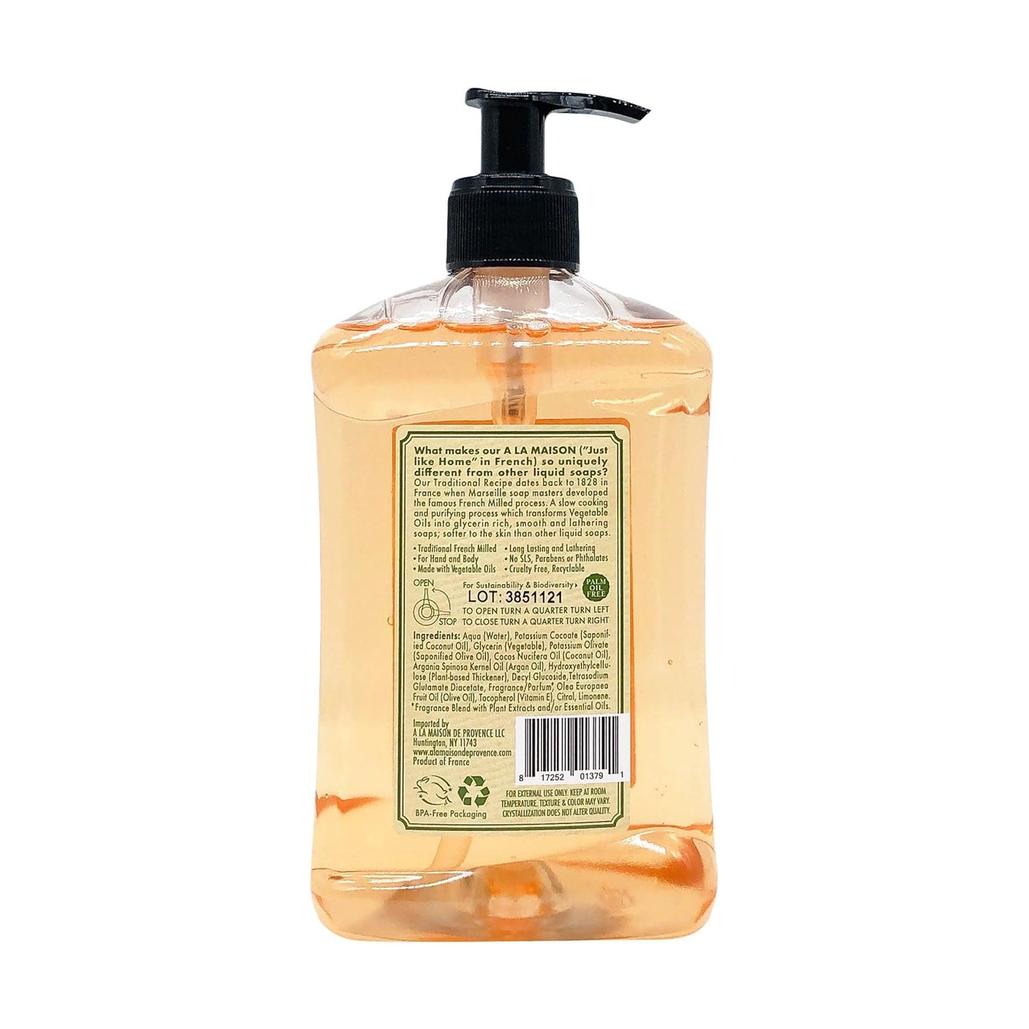 Provence Lemon Liquid Hand Soap 16.9 Fl Oz - Natural Hand Wash Made with Essential Oils - Biodegradable, Plant-Based, Vegan, Cruelty-Free, Alcohol & Paraben Free