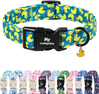 ·MR.CHUBBYFACE· Summer Dog Collar, Cute Yellow Duck Pet Collar for Pup Small Medium Large Boy Girl Dogs, Ideal for Beach Park Pool Walks-M