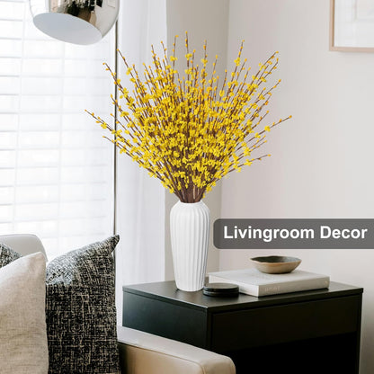 5Pcs 29.5" Yellow Artificial Jasmine Flowers Stem for Vase DIY Wreath Decor | Faux Jasmine Flower Bouquet Long Stems Tall Vase Filler Pussy Willow Branches Spring Home Wedding Table Centerpieces Decor