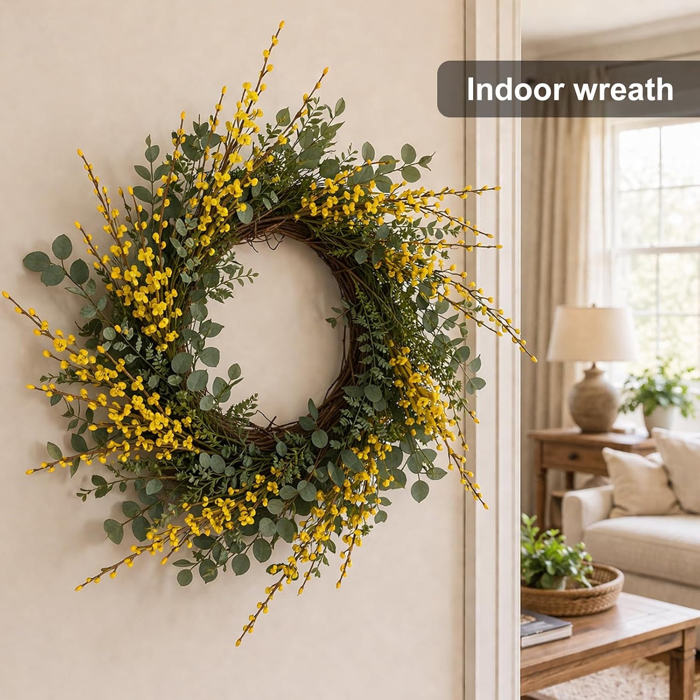 5Pcs 29.5" Yellow Artificial Jasmine Flowers Stem for Vase DIY Wreath Decor | Faux Jasmine Flower Bouquet Long Stems Tall Vase Filler Pussy Willow Branches Spring Home Wedding Table Centerpieces Decor