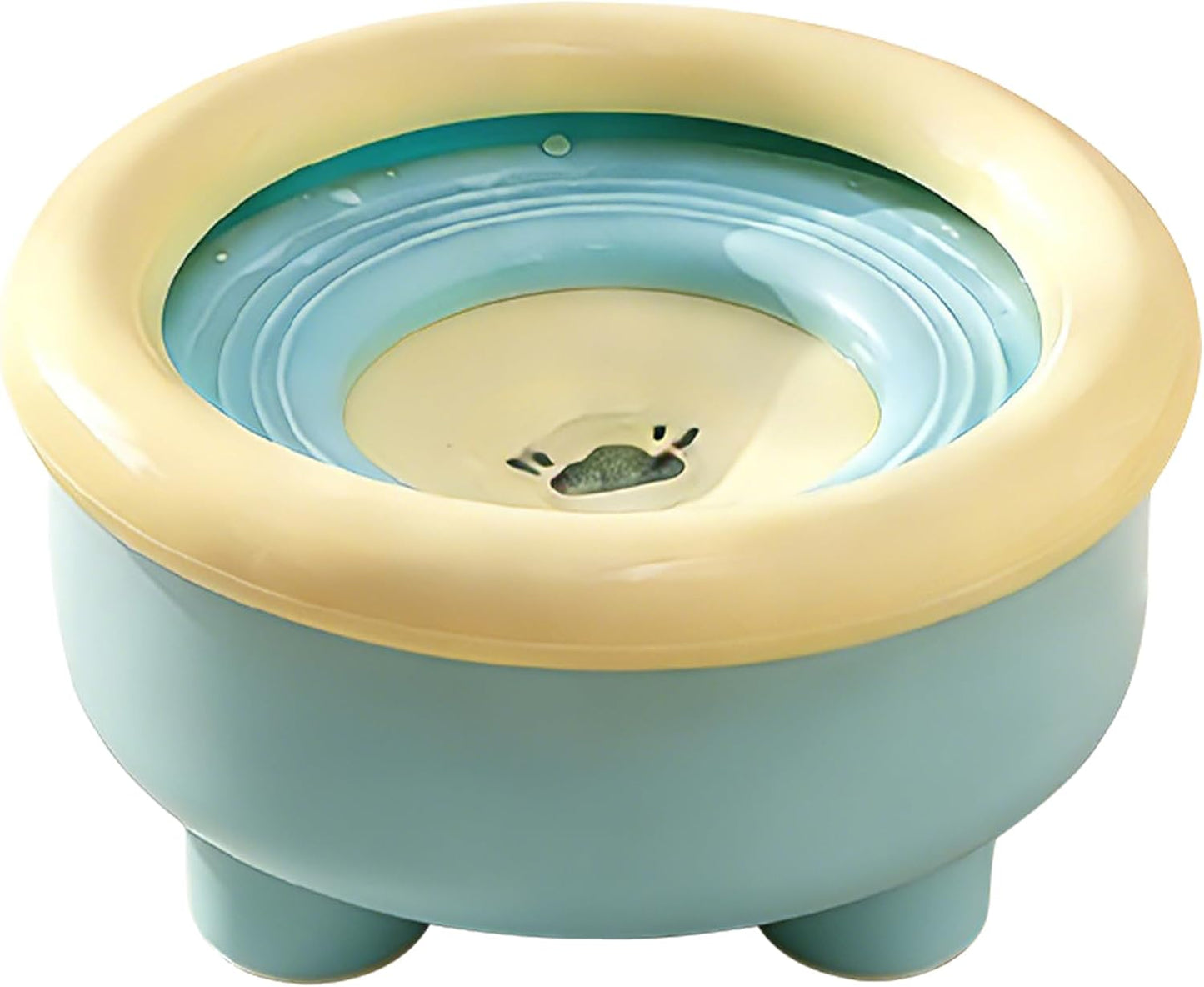 51oz (1.5L) Floating Disk No-Spill Dog Water Bowl, Anti Splash Slow Water Feeder, No-Slip Pet Dispenser for Messy Drinkers, Indoor Outdoor Car Travel, Dogs Cats (Blue and Yellow)