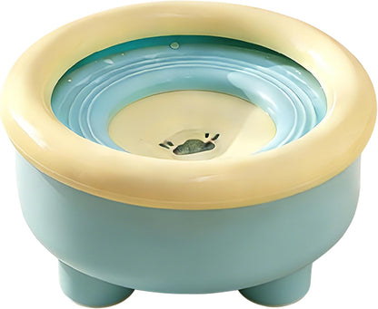 51oz (1.5L) Floating Disk No-Spill Dog Water Bowl, Anti Splash Slow Water Feeder, No-Slip Pet Dispenser for Messy Drinkers, Indoor Outdoor Car Travel, Dogs Cats (Blue and Yellow)