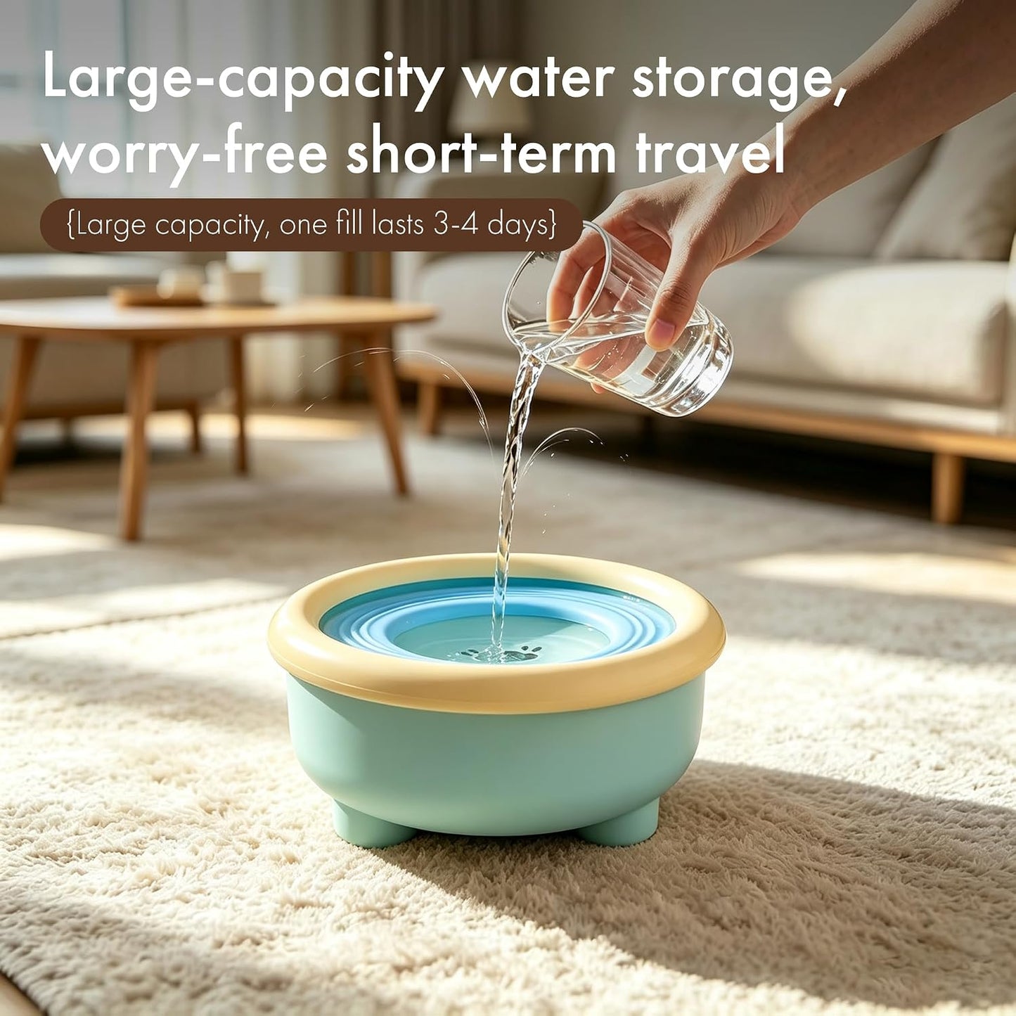 51oz (1.5L) Floating Disk No-Spill Dog Water Bowl, Anti Splash Slow Water Feeder, No-Slip Pet Dispenser for Messy Drinkers, Indoor Outdoor Car Travel, Dogs Cats (Blue and Yellow)