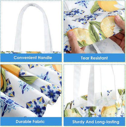 4 Pack Amalfi Coast Lemon Gift Bags Italian Island Lemon Canvas Tote Bags Travel Beach Summer Mediterranean Decorations Capri Positano Italy Gifts for Women Wedding Baby Shower Birthday Party