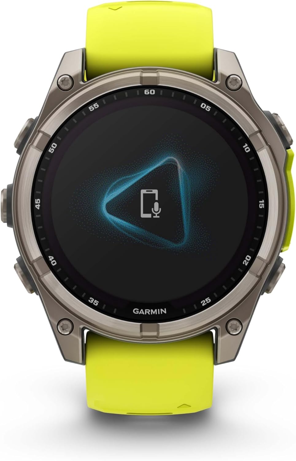 Garmin Fenix 8 – 47 mm, Solar, Multisport GPS Smartwatch, Sapphire, Titanium with Amp Yellow/Graphite Silicone, Built-in LED Flashlight, Voice Control Power Bank Bundle