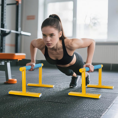 Strength Training Parallettes I-Sit Push Up Bars, Pushup Handles Calisthenics Equipment for Home Workout, Anti-slip Gymnastics Bars, Handstand & Dip Bar for Outdoor Exercise