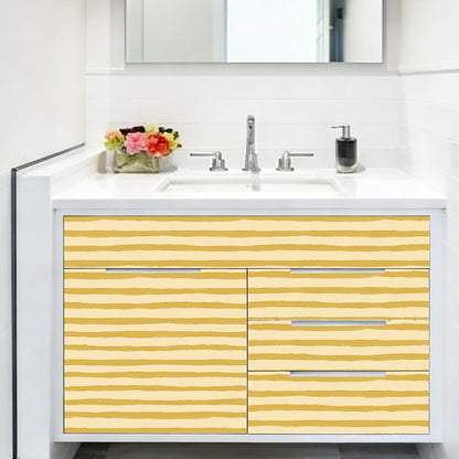 Yellow Stripe Irregular Wallpaper Peel and Stick Wallpaper Wall Paper Self Adhesive Liner Furniture Cabinet Contact Paper for Cabinet Shelf Drawer Liner Bedroom DIY Decor