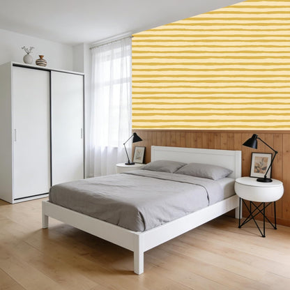 Yellow Stripe Irregular Wallpaper Peel and Stick Wallpaper Wall Paper Self Adhesive Liner Furniture Cabinet Contact Paper for Cabinet Shelf Drawer Liner Bedroom DIY Decor