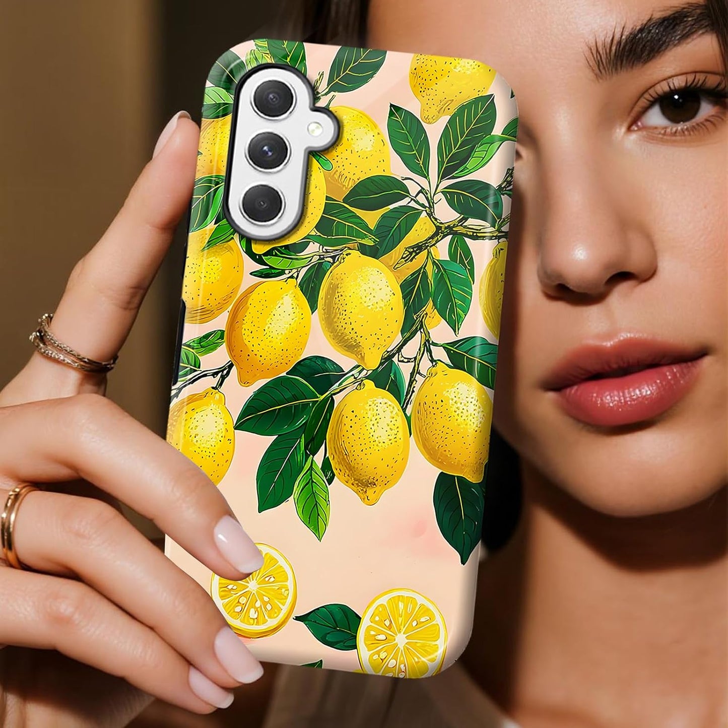 for Galaxy S25 FE Case, Dual Layer Hard PC + Soft TPU Heavy Duty 2 in 1 Shockproof Protective Phone Case for Samsung Galaxy S25 FE 6.7"(2025) - Lemon Tree Branch Print