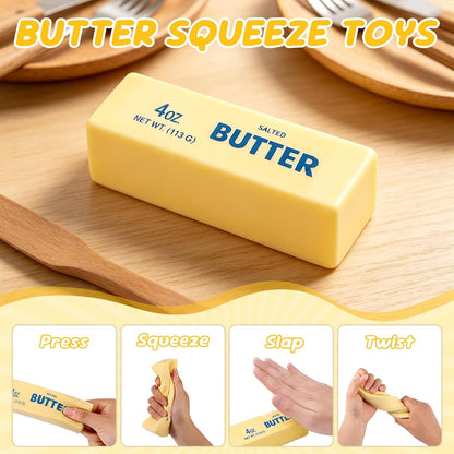 1pcs Squeeze Butter Stick Squishy Toy | PU Material Butter Stick Slow Rising Squeeze Food Fidget Toy for Office School (Light Yellow)