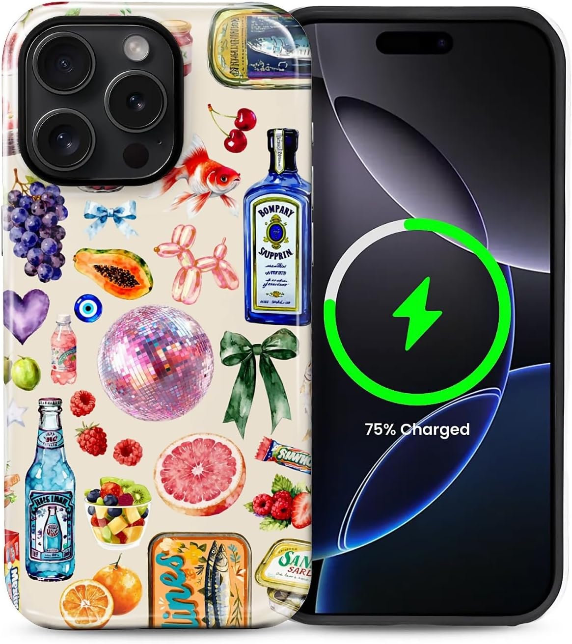 Case Compatible with iPhone 15 Pro Max,Compatible with MagSafe,Durable Shock Protection Phone Case for Girl Women Boy Men - Fruit Lemon Disco Collage Aesthetic