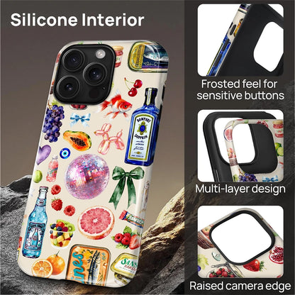 Case Compatible with iPhone 15 Pro Max,Compatible with MagSafe,Durable Shock Protection Phone Case for Girl Women Boy Men - Fruit Lemon Disco Collage Aesthetic
