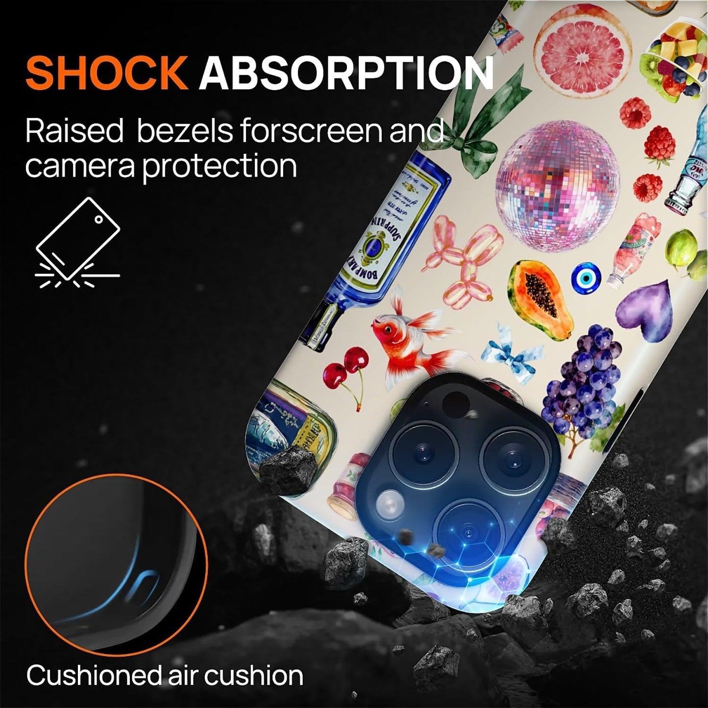 Case Compatible with iPhone 15 Pro Max,Compatible with MagSafe,Durable Shock Protection Phone Case for Girl Women Boy Men - Fruit Lemon Disco Collage Aesthetic