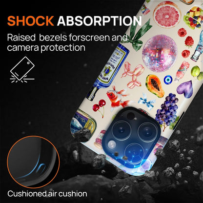 Case Compatible with iPhone 15 Pro Max,Compatible with MagSafe,Durable Shock Protection Phone Case for Girl Women Boy Men - Fruit Lemon Disco Collage Aesthetic