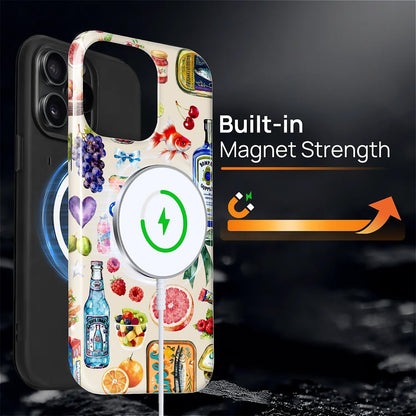 Case Compatible with iPhone 15 Pro Max,Compatible with MagSafe,Durable Shock Protection Phone Case for Girl Women Boy Men - Fruit Lemon Disco Collage Aesthetic