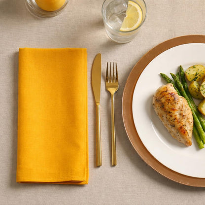 Mustard Polyester Cloth Dinner Napkins Pack of 12 | 18x18 Inch Reusable & Washable Table Linen Napkins for Everyday Use Wedding Parties Banquet & Hotel