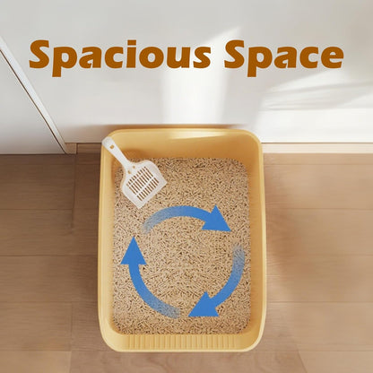 Large Cat Litter Box with High Sides,Cat Boxes for Indoor Cats,Cat Litter Pan for Kitty,Litter Box with Low Entry,Anti-Splashing,Easy to Clean (Yellow)