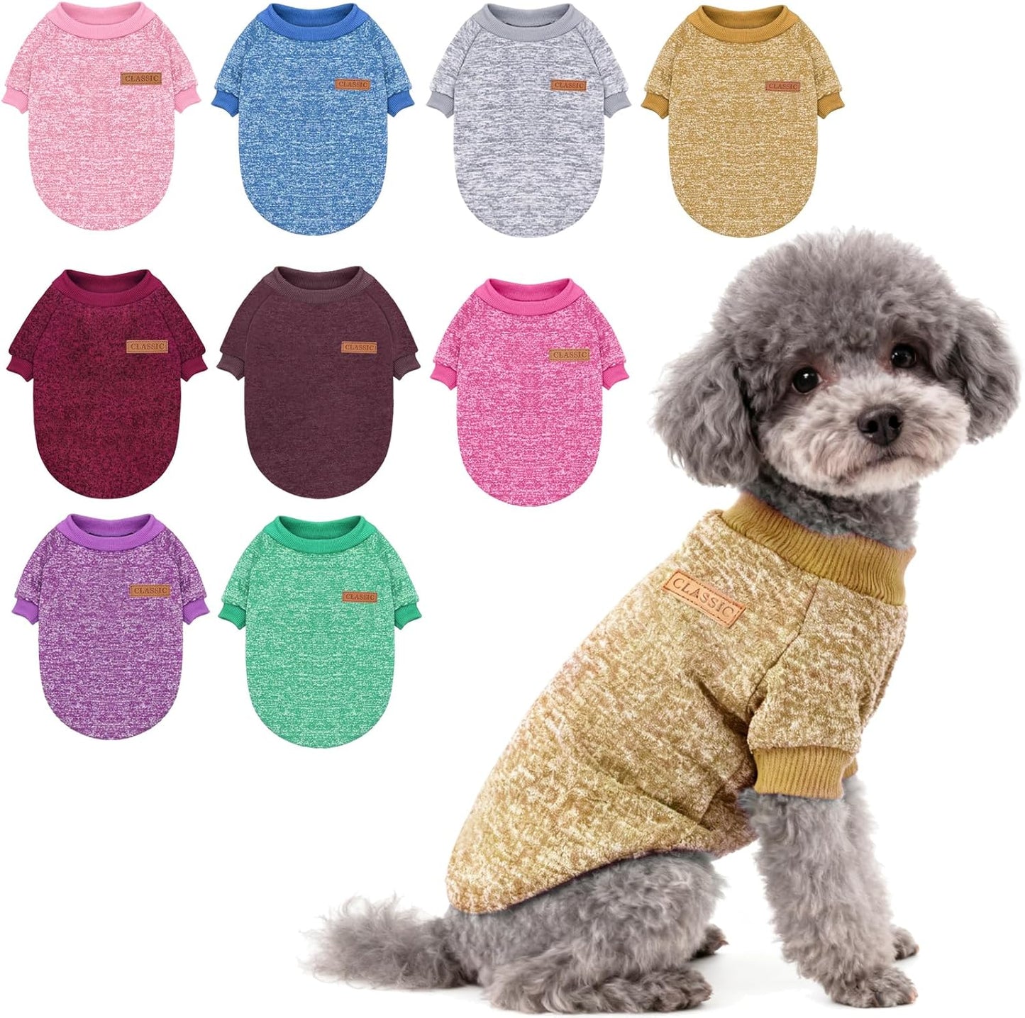Dog Knitwear Sweater Fleece Pet Clothes Puppy Sweatshirt | Classic,Soft,Thickening,Warm,Shirt,Winter,Cat Clothing,Costumes,for Small Medium Dogs,Coats