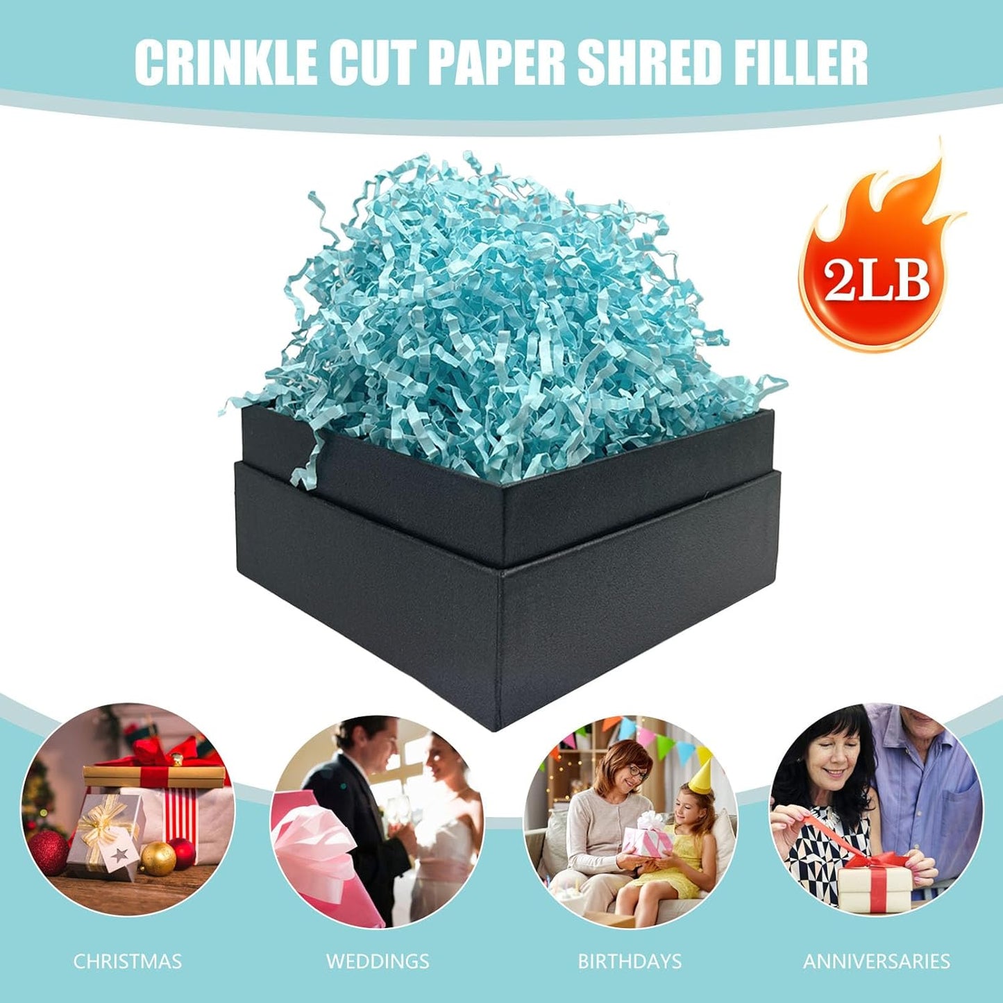 Lemon Yellow Crinkle Cut Paper Shred Filler, 2 LB Basket Filler Shredded Paper, Confetti Stuffing for Basket Filling, Halloween, Christmas, Birthdays, Gift Wrapping, Stuffer Party Supplies - Colors A