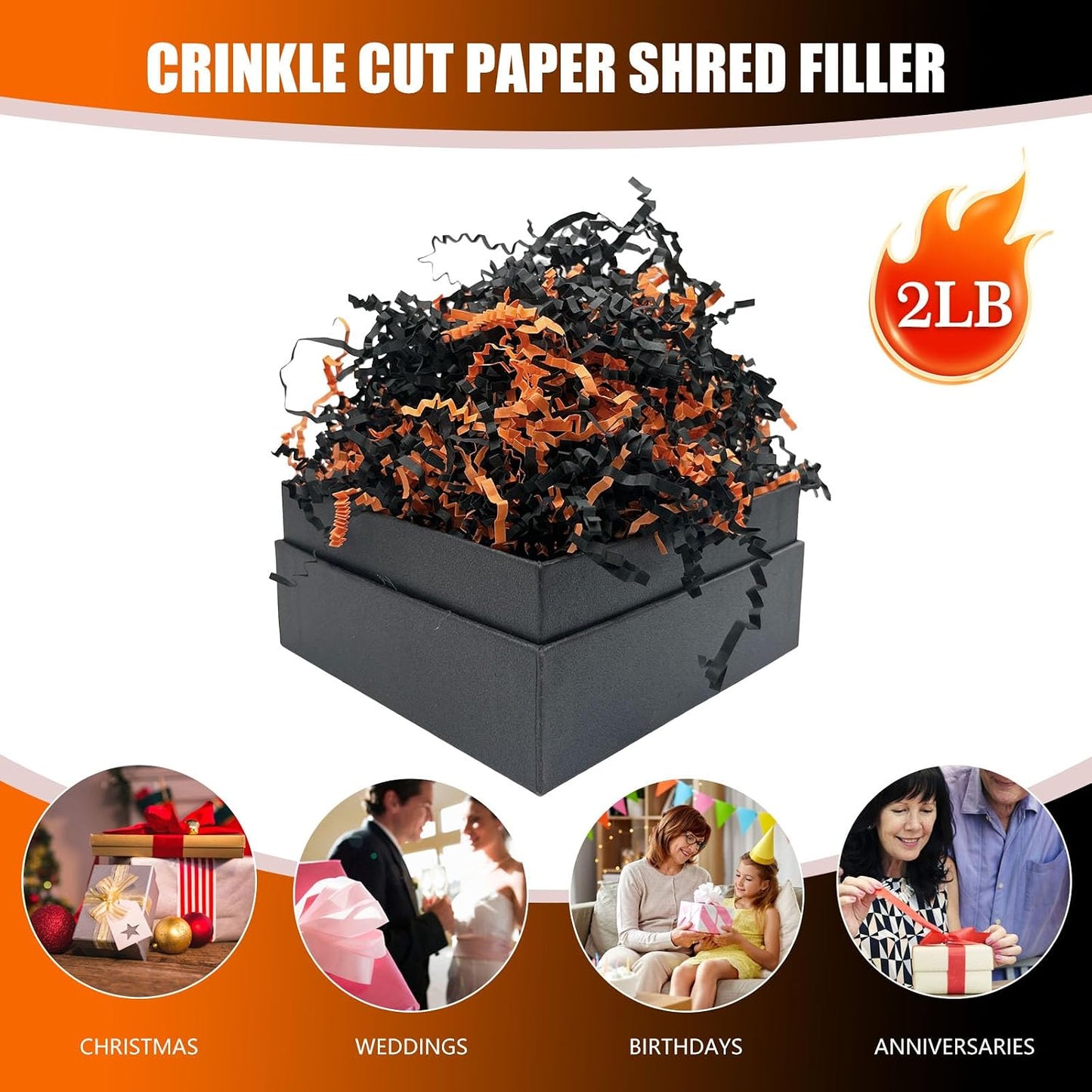 Lemon Yellow Crinkle Cut Paper Shred Filler, 2 LB Basket Filler Shredded Paper, Confetti Stuffing for Basket Filling, Halloween, Christmas, Birthdays, Gift Wrapping, Stuffer Party Supplies - Colors A