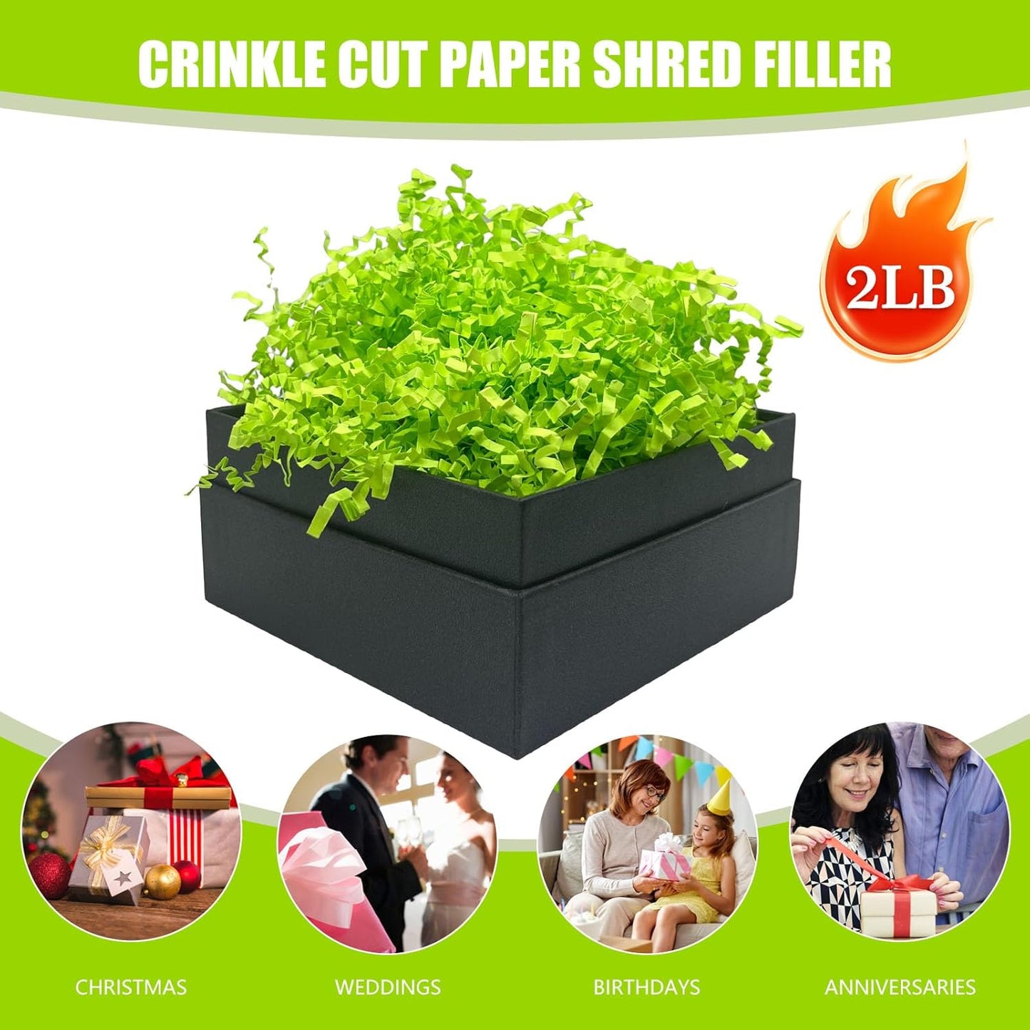 Lemon Yellow Crinkle Cut Paper Shred Filler, 2 LB Basket Filler Shredded Paper, Confetti Stuffing for Basket Filling, Halloween, Christmas, Birthdays, Gift Wrapping, Stuffer Party Supplies - Colors A