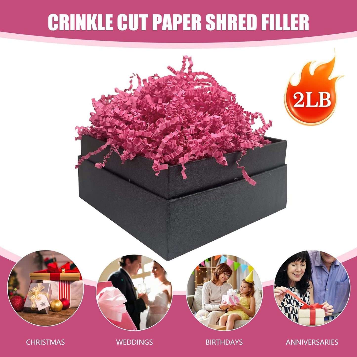Lemon Yellow Crinkle Cut Paper Shred Filler, 2 LB Basket Filler Shredded Paper, Confetti Stuffing for Basket Filling, Halloween, Christmas, Birthdays, Gift Wrapping, Stuffer Party Supplies - Colors A