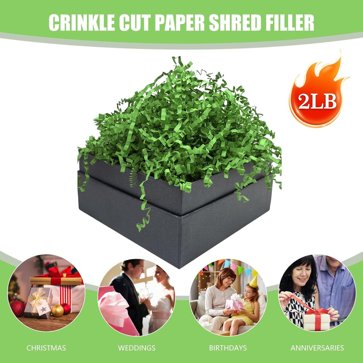 Lemon Yellow Crinkle Cut Paper Shred Filler, 2 LB Basket Filler Shredded Paper, Confetti Stuffing for Basket Filling, Halloween, Christmas, Birthdays, Gift Wrapping, Stuffer Party Supplies - Colors A