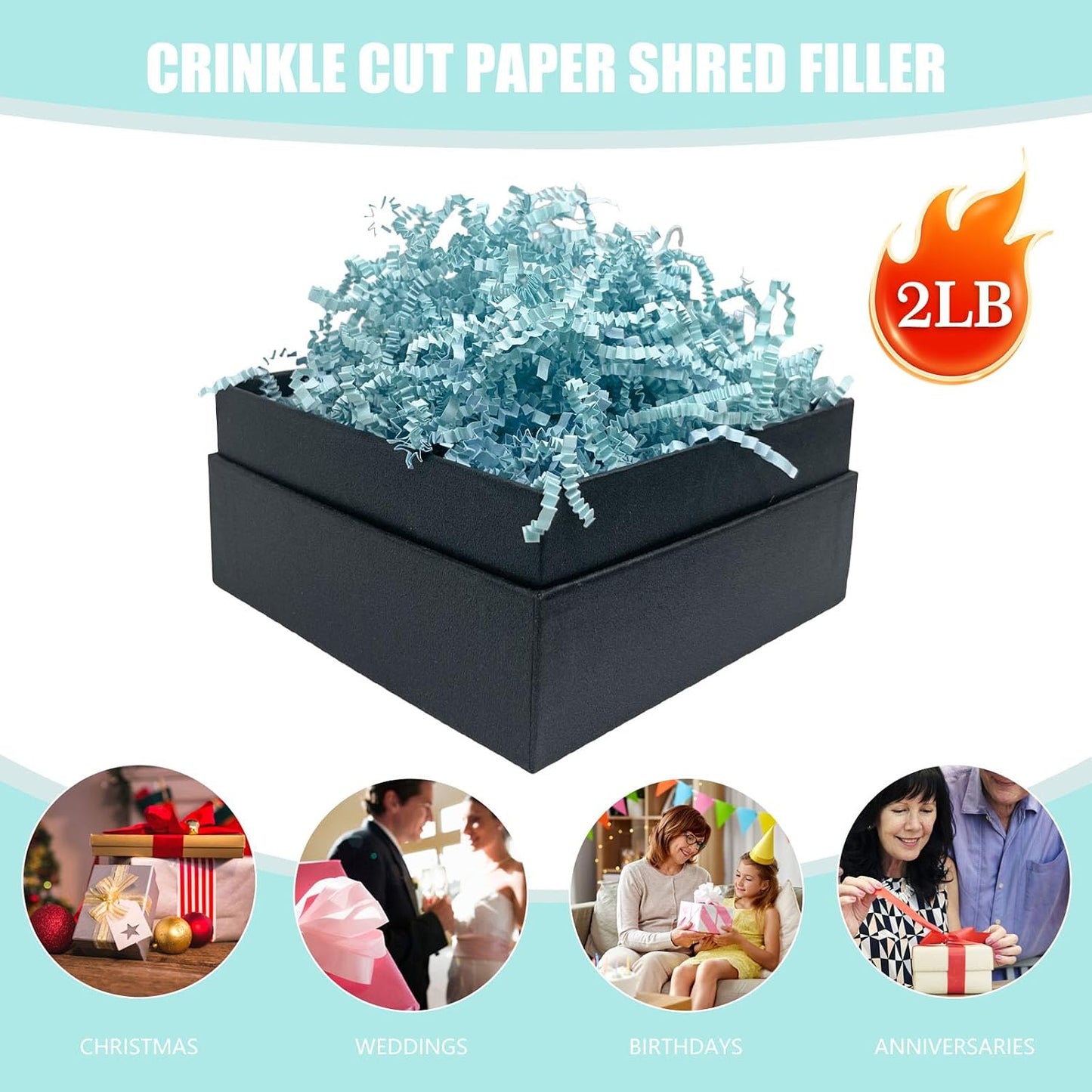 Lemon Yellow Crinkle Cut Paper Shred Filler, 2 LB Basket Filler Shredded Paper, Confetti Stuffing for Basket Filling, Halloween, Christmas, Birthdays, Gift Wrapping, Stuffer Party Supplies - Colors A