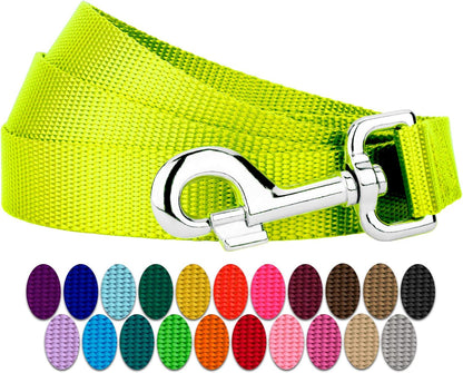Country Brook Petz - Everyday Nylon Dog Leash - Strong, Durable, Solid Color Leash with Easy to Use Snap - 25+ Colors (1 Inch Wide, 6 Foot, Hot Yellow)