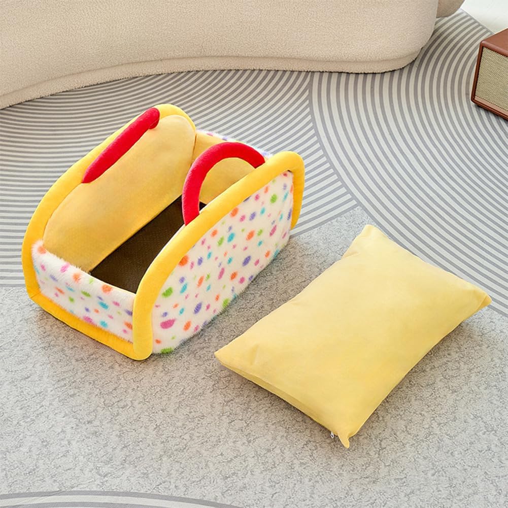 Pet Carrier Purse, Dog Carrier & Portable Travel Bed for Car Seat - Semi-Enclosed Sleeping Nest for Small Medium Dogs & Cats, All-Season Portable Pet Car Carrier Bed (Yellow, Small)