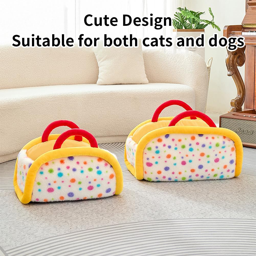 Pet Carrier Purse, Dog Carrier & Portable Travel Bed for Car Seat - Semi-Enclosed Sleeping Nest for Small Medium Dogs & Cats, All-Season Portable Pet Car Carrier Bed (Yellow, Small)
