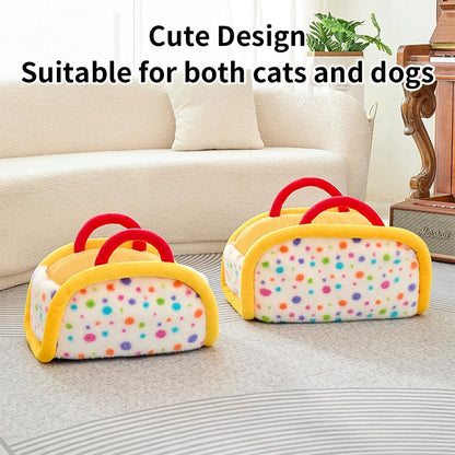 Pet Carrier Purse, Dog Carrier & Portable Travel Bed for Car Seat - Semi-Enclosed Sleeping Nest for Small Medium Dogs & Cats, All-Season Portable Pet Car Carrier Bed (Yellow, Small)