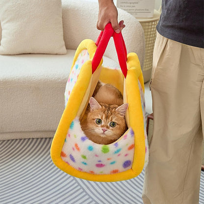 Pet Carrier Purse, Dog Carrier & Portable Travel Bed for Car Seat - Semi-Enclosed Sleeping Nest for Small Medium Dogs & Cats, All-Season Portable Pet Car Carrier Bed (Yellow, Small)