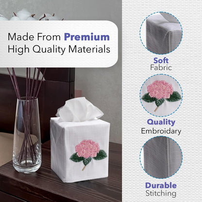 Square Tissue Box Cover, Linen/Cotton Fabric Tissue Holder, Decorative Cloth Tissue Cube Cover, Botanical Designs, Lemon Topiary Tree