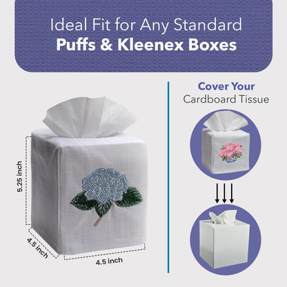 Square Tissue Box Cover, Linen/Cotton Fabric Tissue Holder, Decorative Cloth Tissue Cube Cover, Botanical Designs, Lemon Topiary Tree