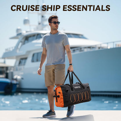 Waterproof Duffel Bag Travel Motorcycle Dry Bag Backpack 60L/80L/110L | Extra Large Rolltop Duffle Bags with Straps & Handles for Kayaking Boating Canoeing Camping Hiking Beach Cruise Ship Gym