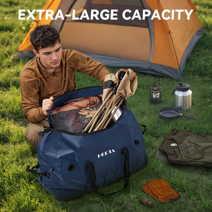 Waterproof Duffel Bag Travel Motorcycle Dry Bag Backpack 60L/80L/110L | Extra Large Rolltop Duffle Bags with Straps & Handles for Kayaking Boating Canoeing Camping Hiking Beach Cruise Ship Gym
