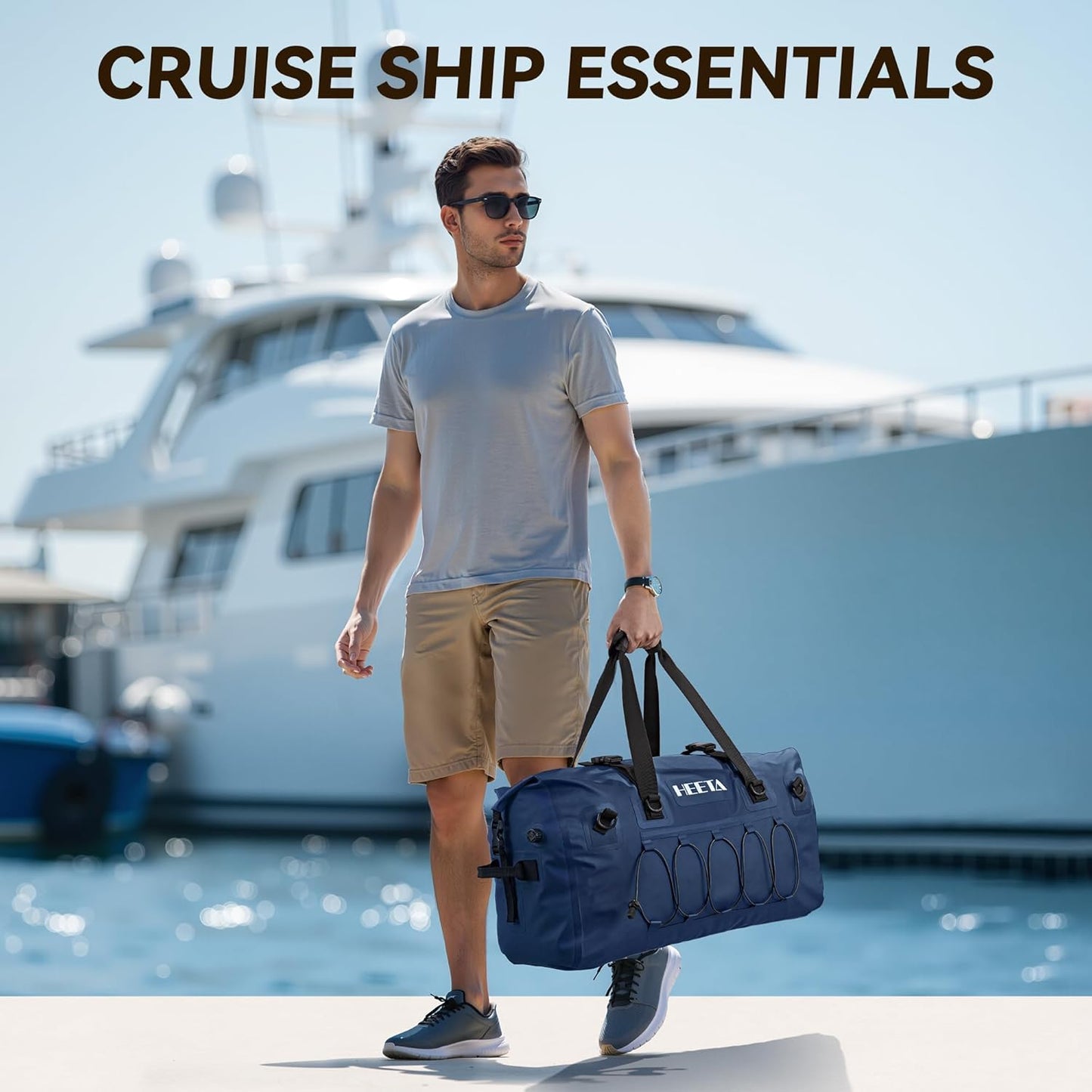 Waterproof Duffel Bag Travel Motorcycle Dry Bag Backpack 60L/80L/110L | Extra Large Rolltop Duffle Bags with Straps & Handles for Kayaking Boating Canoeing Camping Hiking Beach Cruise Ship Gym