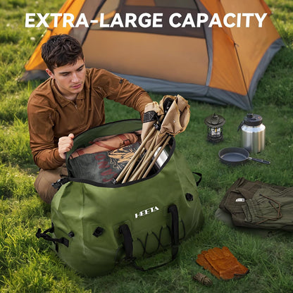 Waterproof Duffel Bag Travel Motorcycle Dry Bag Backpack 60L/80L/110L | Extra Large Rolltop Duffle Bags with Straps & Handles for Kayaking Boating Canoeing Camping Hiking Beach Cruise Ship Gym