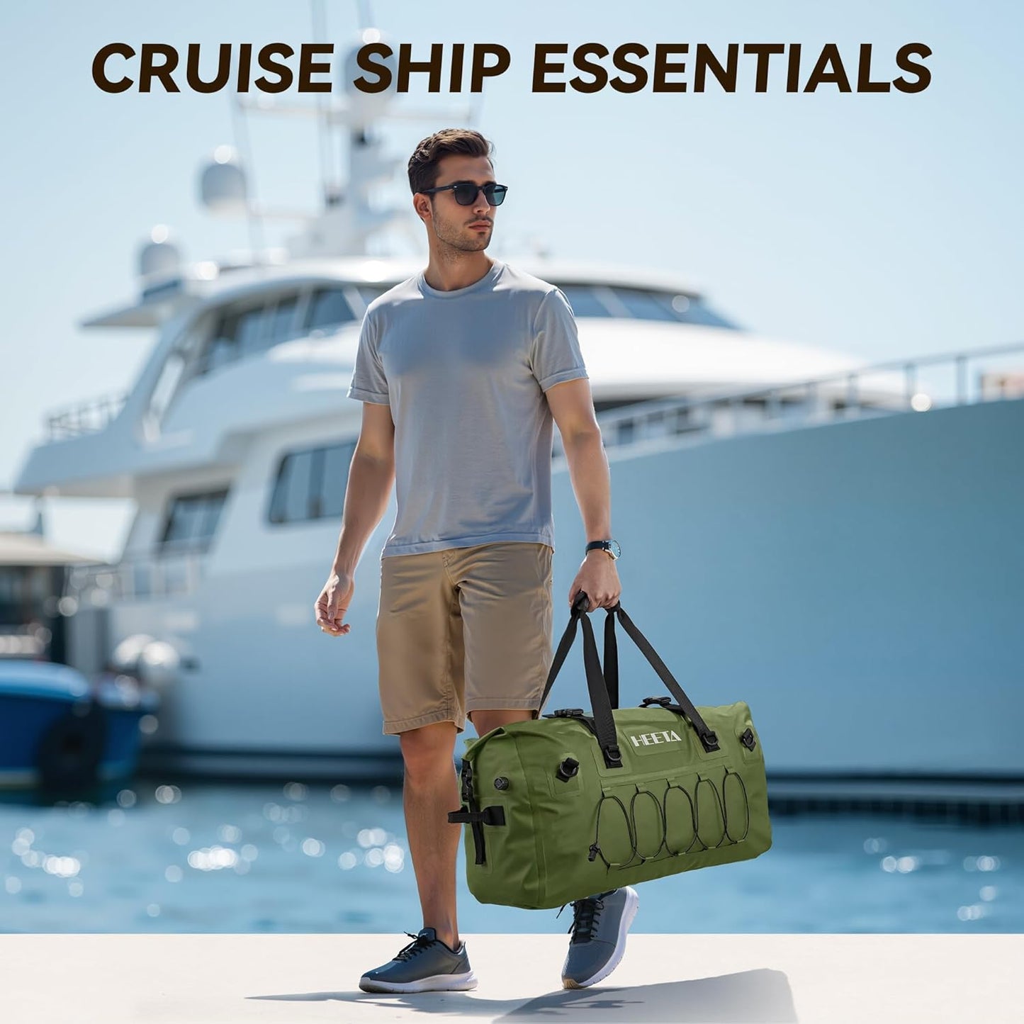 Waterproof Duffel Bag Travel Motorcycle Dry Bag Backpack 60L/80L/110L | Extra Large Rolltop Duffle Bags with Straps & Handles for Kayaking Boating Canoeing Camping Hiking Beach Cruise Ship Gym
