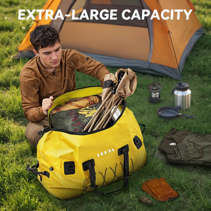 Waterproof Duffel Bag Travel Motorcycle Dry Bag Backpack 60L/80L/110L | Extra Large Rolltop Duffle Bags with Straps & Handles for Kayaking Boating Canoeing Camping Hiking Beach Cruise Ship Gym